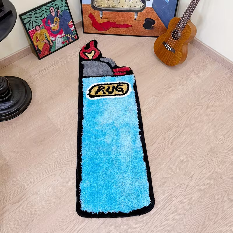 Blue Lighter-Shaped Rug