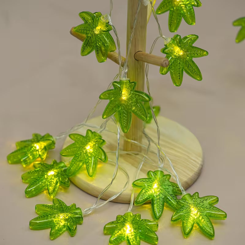 1pc LED Green Leaf Light String