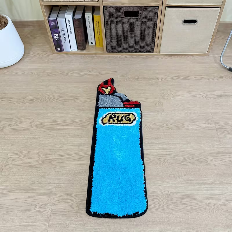 Blue Lighter-Shaped Rug