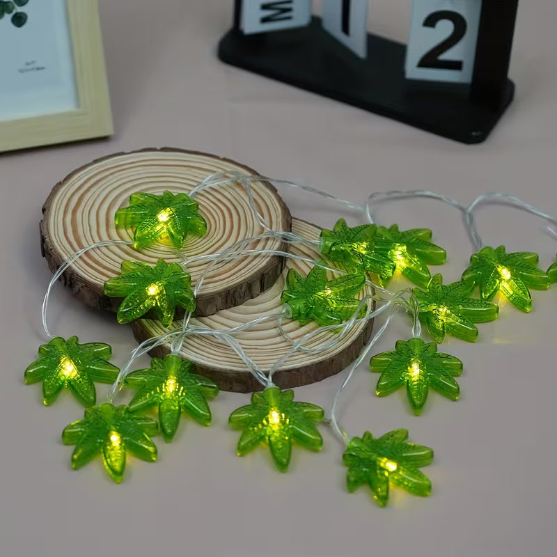 1pc LED Green Leaf Light String
