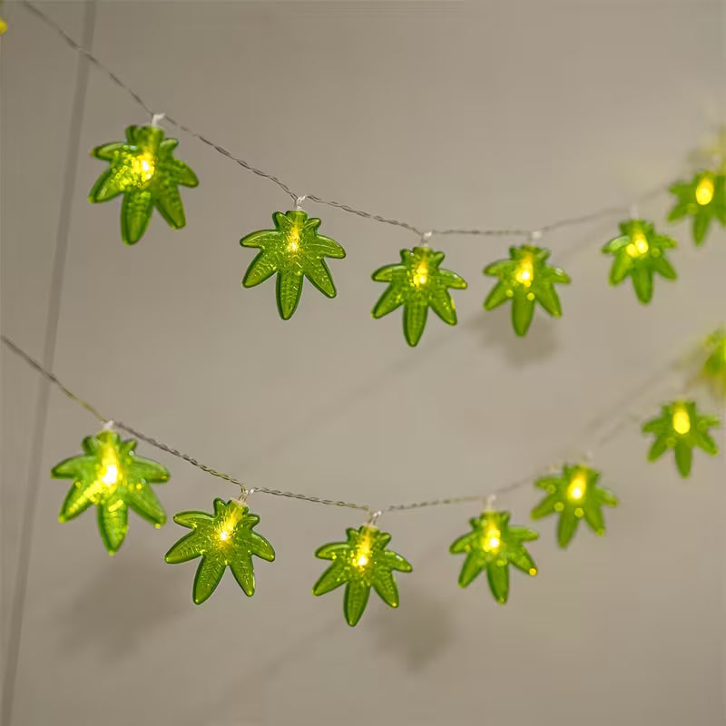 1pc LED Green Leaf Light String