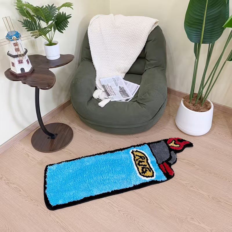Blue Lighter-Shaped Rug