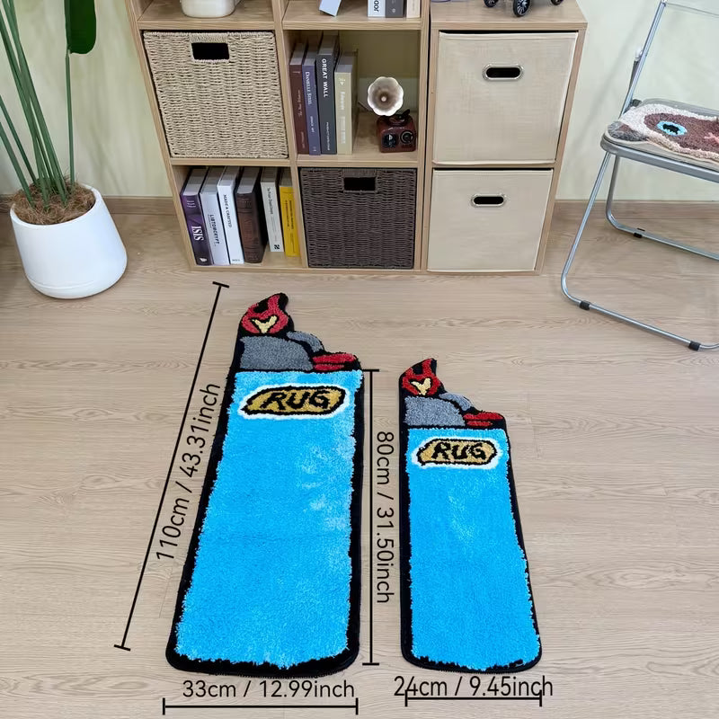 Blue Lighter-Shaped Rug