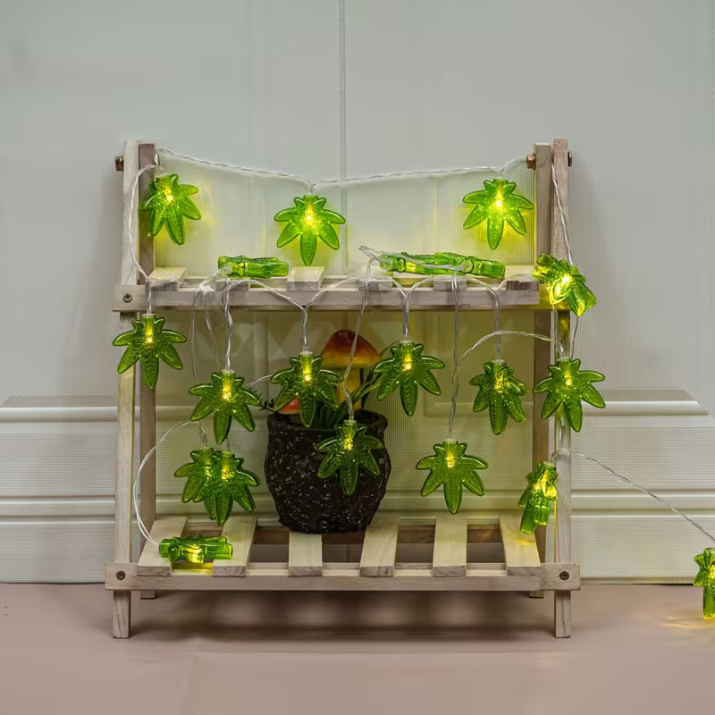 1pc LED Green Leaf Light String