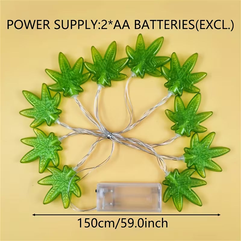 1pc LED Green Leaf Light String